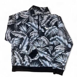 Victoria’s Secret PINK Women’s Black and Gray Tropical Floral Quarter Zip SZ M